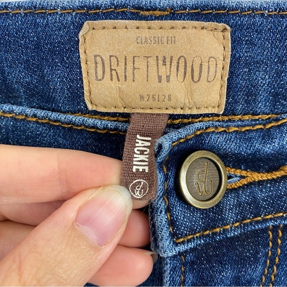 Driftwood Jackie Rose Floral Embroidered Skinny Jeans Raw Hem Stretch Size 26 - Picture 5 of 16